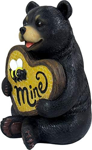 DWK דוב שחור דבש דבורת דבורת לב פסלון | מתנות ליום האהבה נושאות מדף פסלים מבטאים | קישוטי בקתה כפרי